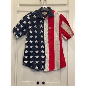 Sun River Americana Flag Button up Med 100% Cotton